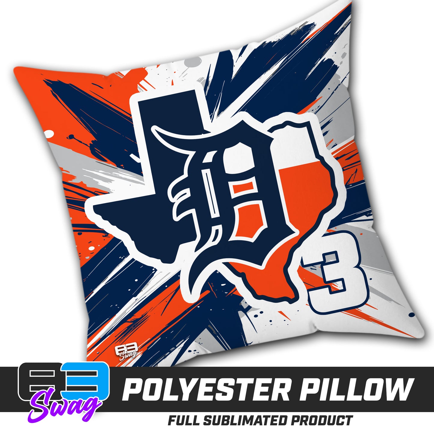 Double Sided Polyester Square Pillow - Dallas Tigers Baseball v.26