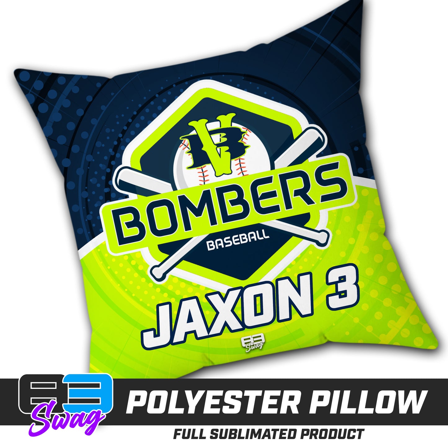 CUSTOM - Double Sided Polyester Square Pillow - VB Bombers Baseball