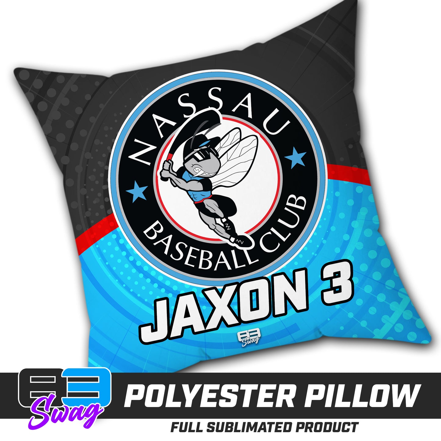 CUSTOM - Double Sided Polyester Square Pillow - NBC Gnats Baseball