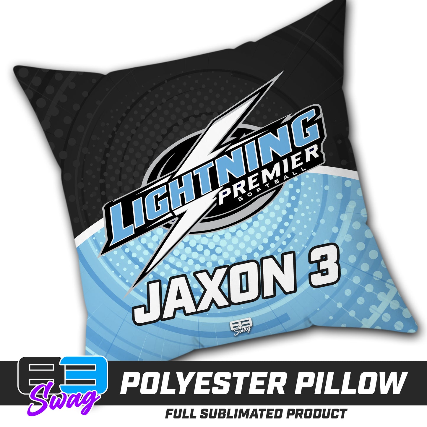 CUSTOM - Double Sided Polyester Square Pillow - Lightning Premier Softball