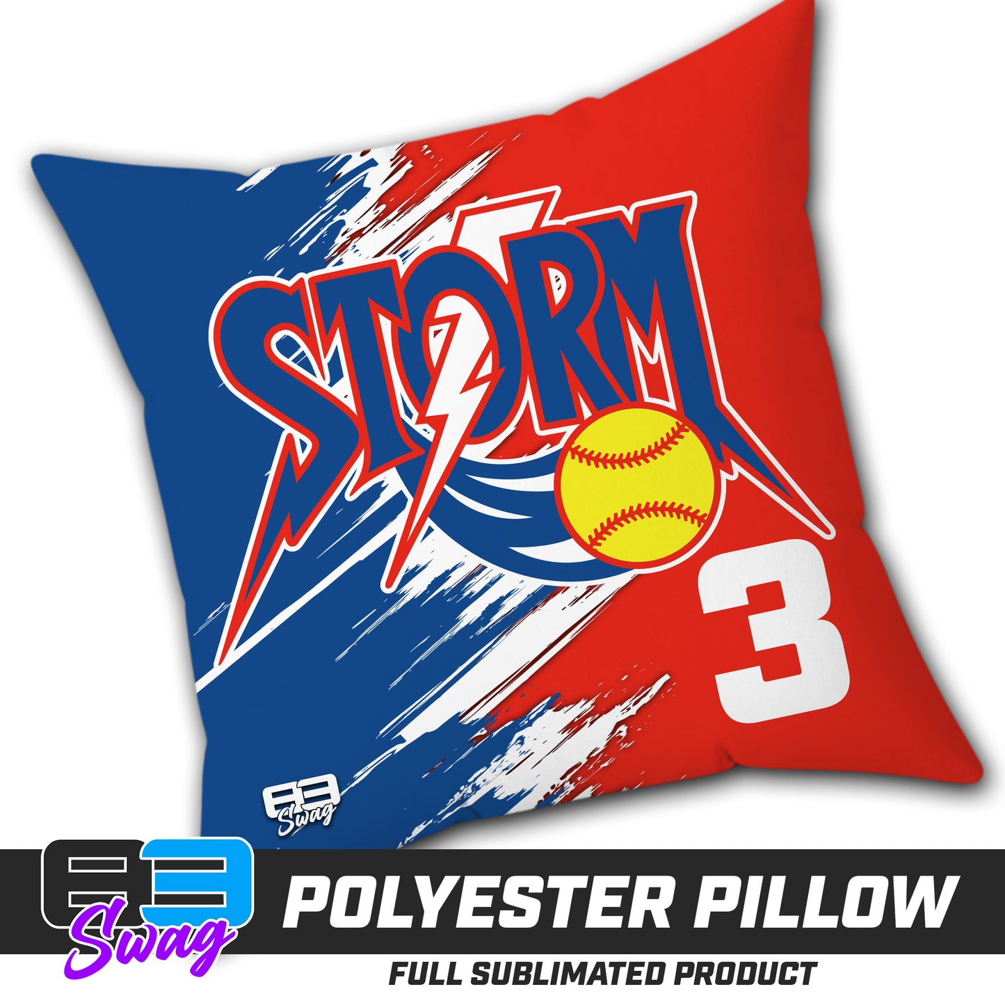 Double Sided Polyester Square Pillow - Sun City Storm Softball