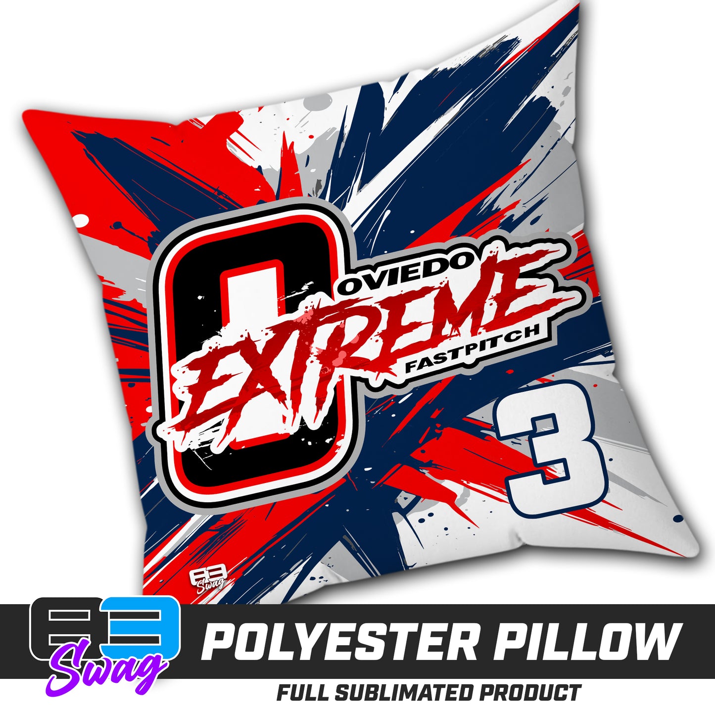 Double Sided Polyester Square Pillow - Oviedo Extreme Softball