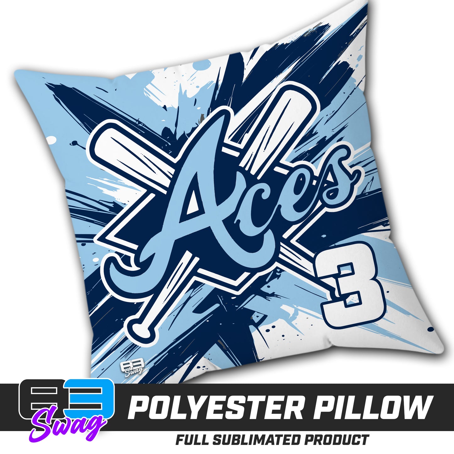 Double Sided Polyester Square Pillow - Aces Baseball