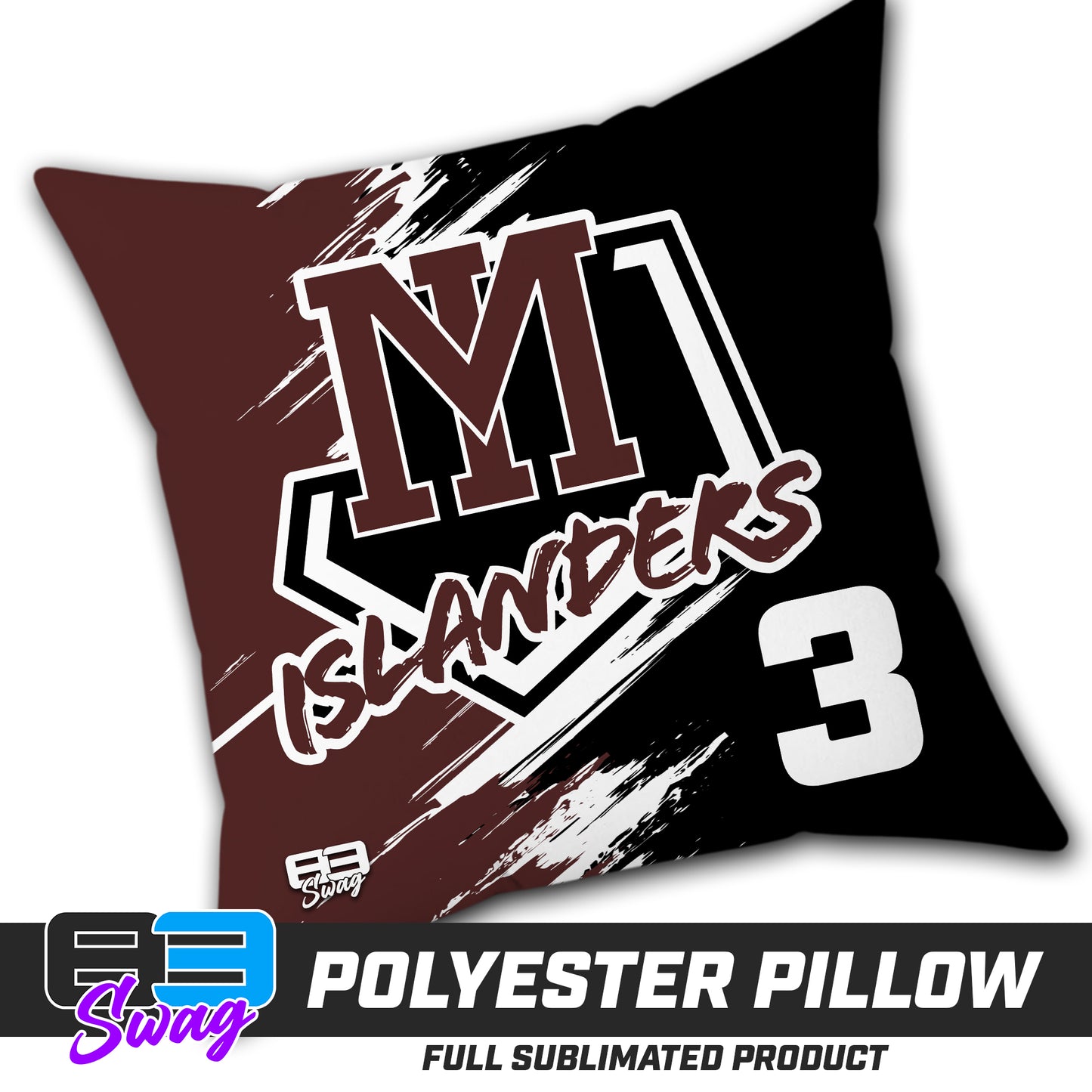 Double Sided Polyester Square Pillow - Mercer Islanders Baseball