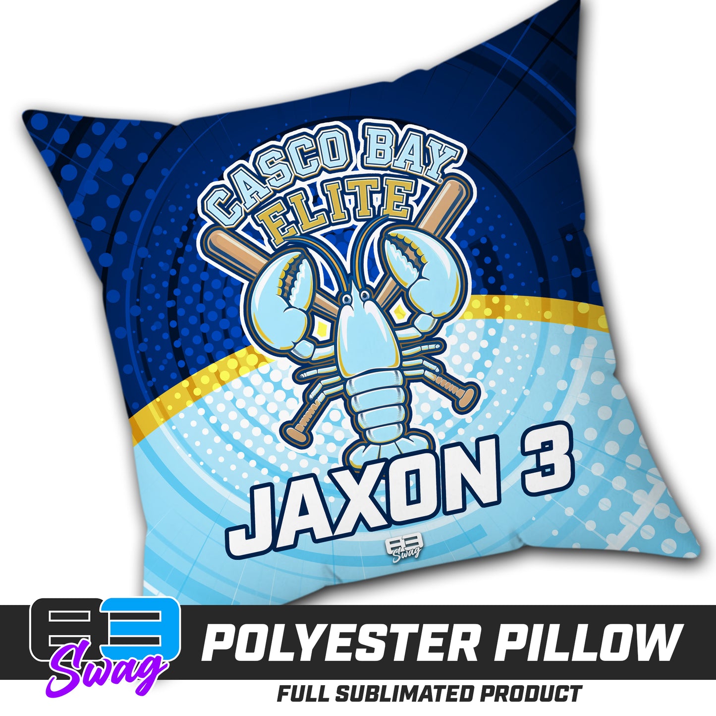 CUSTOM - Double Sided Polyester Square Pillow - Casco Bay Elite Baseball