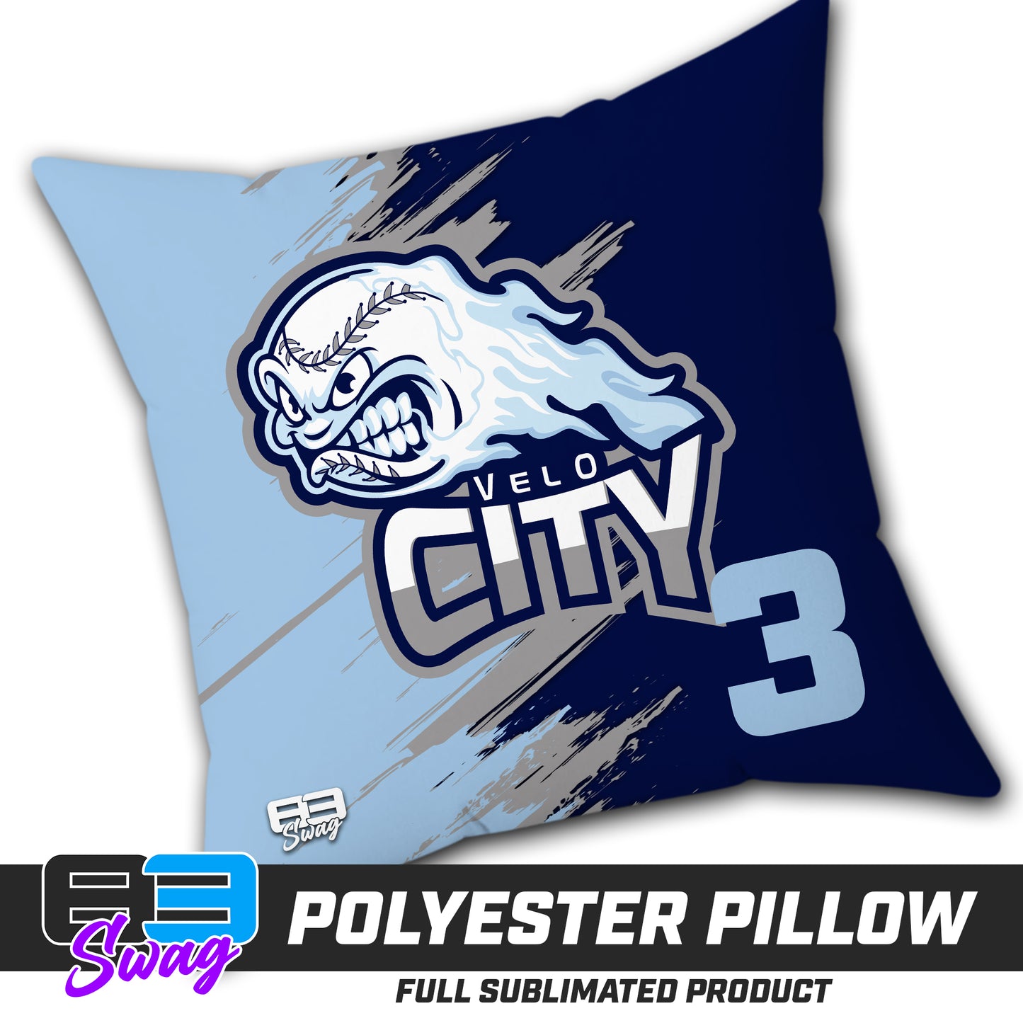Double Sided Polyester Square Pillow - Velocity Baseball