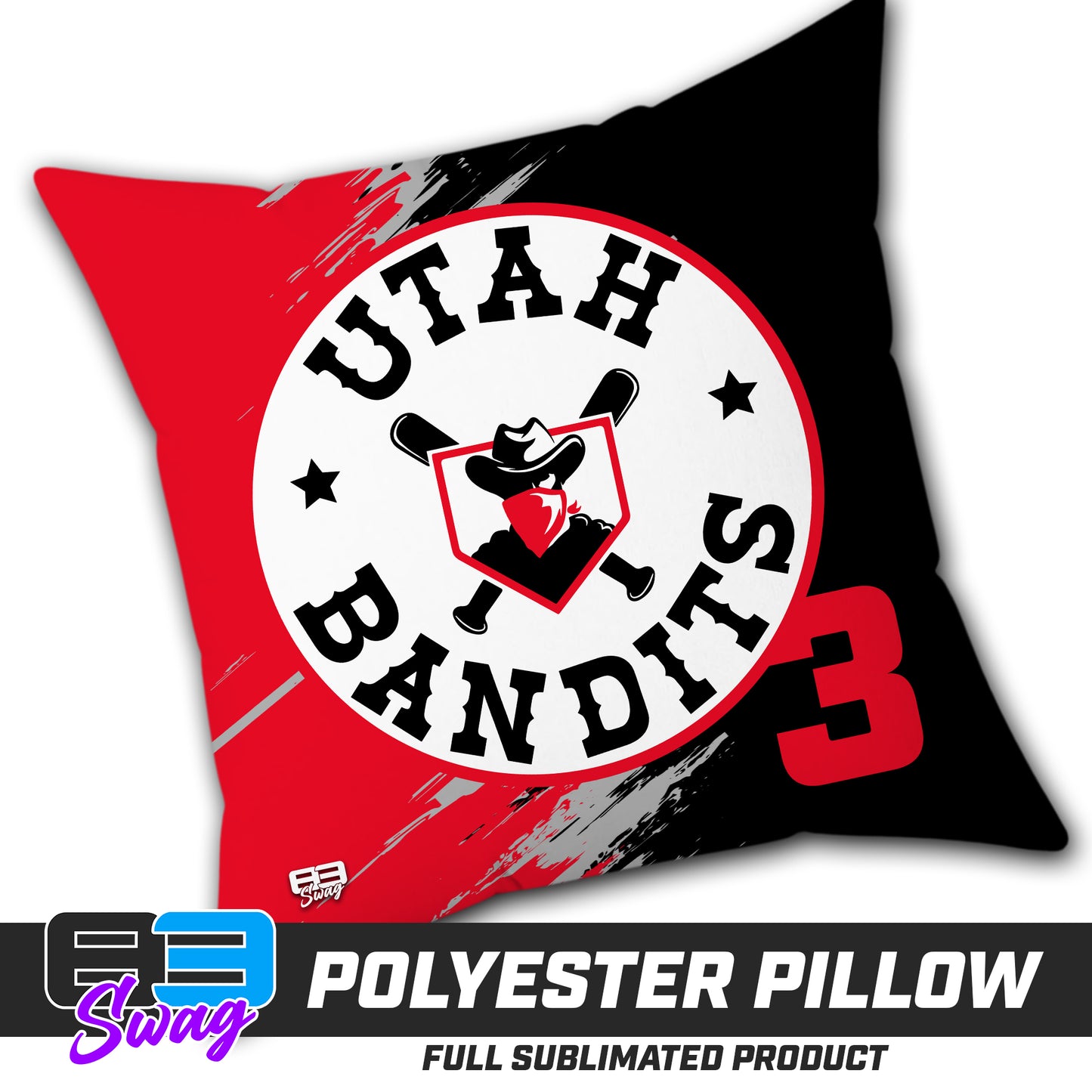Double Sided Polyester Square Pillow - Utah Bandits Baseball