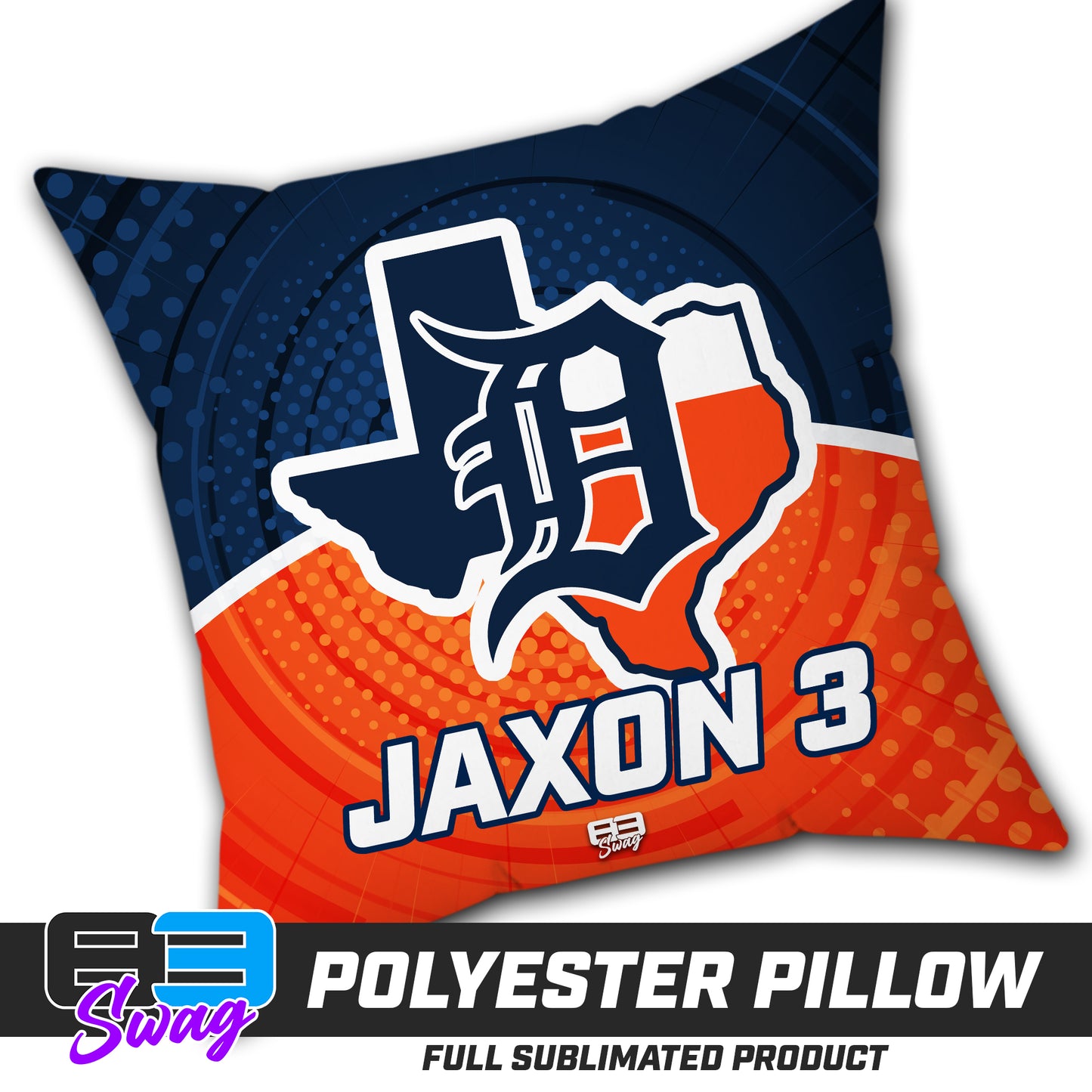 CUSTOM - Double Sided Polyester Square Pillow - Dallas Tigers Baseball