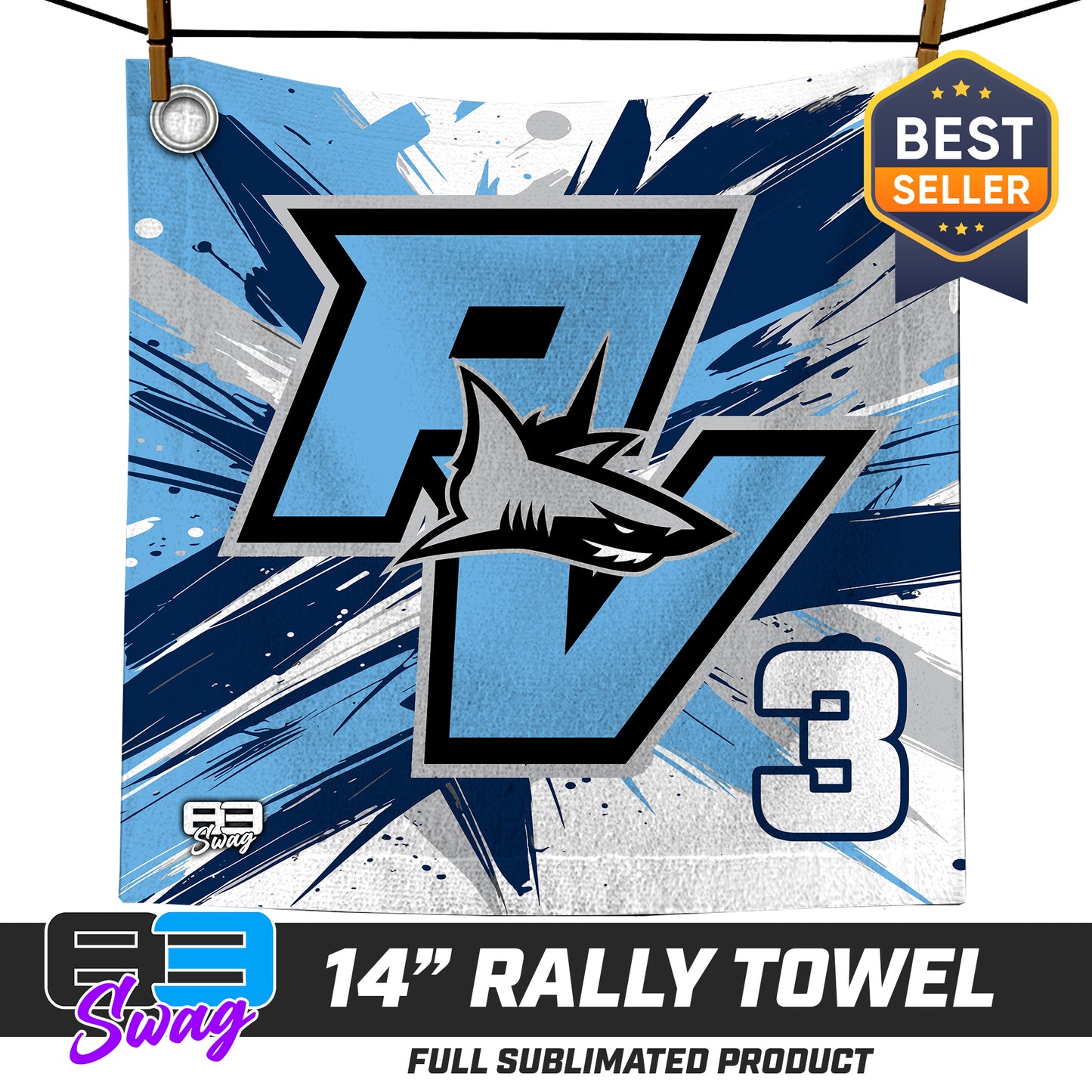 14"x14" Rally Towel - Ponte Vedra Sharks Baseball 2026 Version