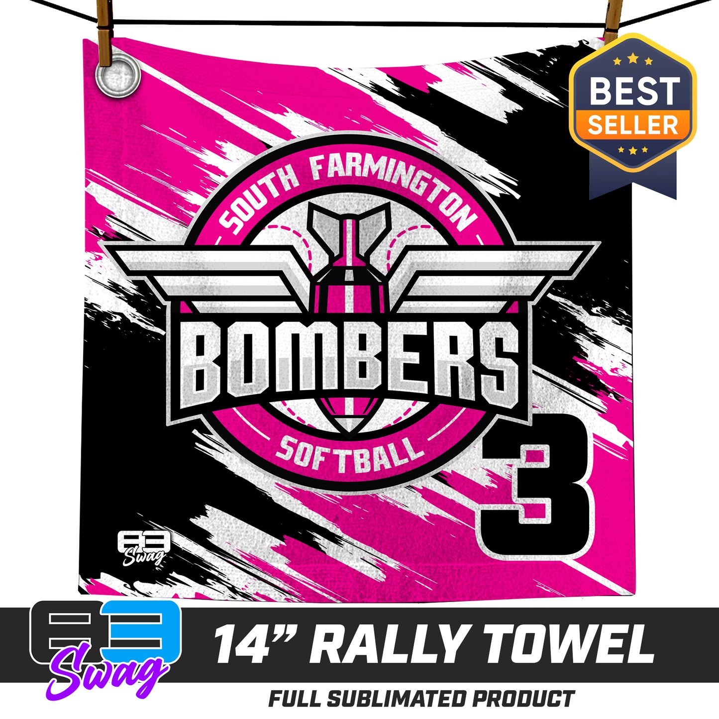 14"x14" Rally Towel - South Farmington Bombers Softball