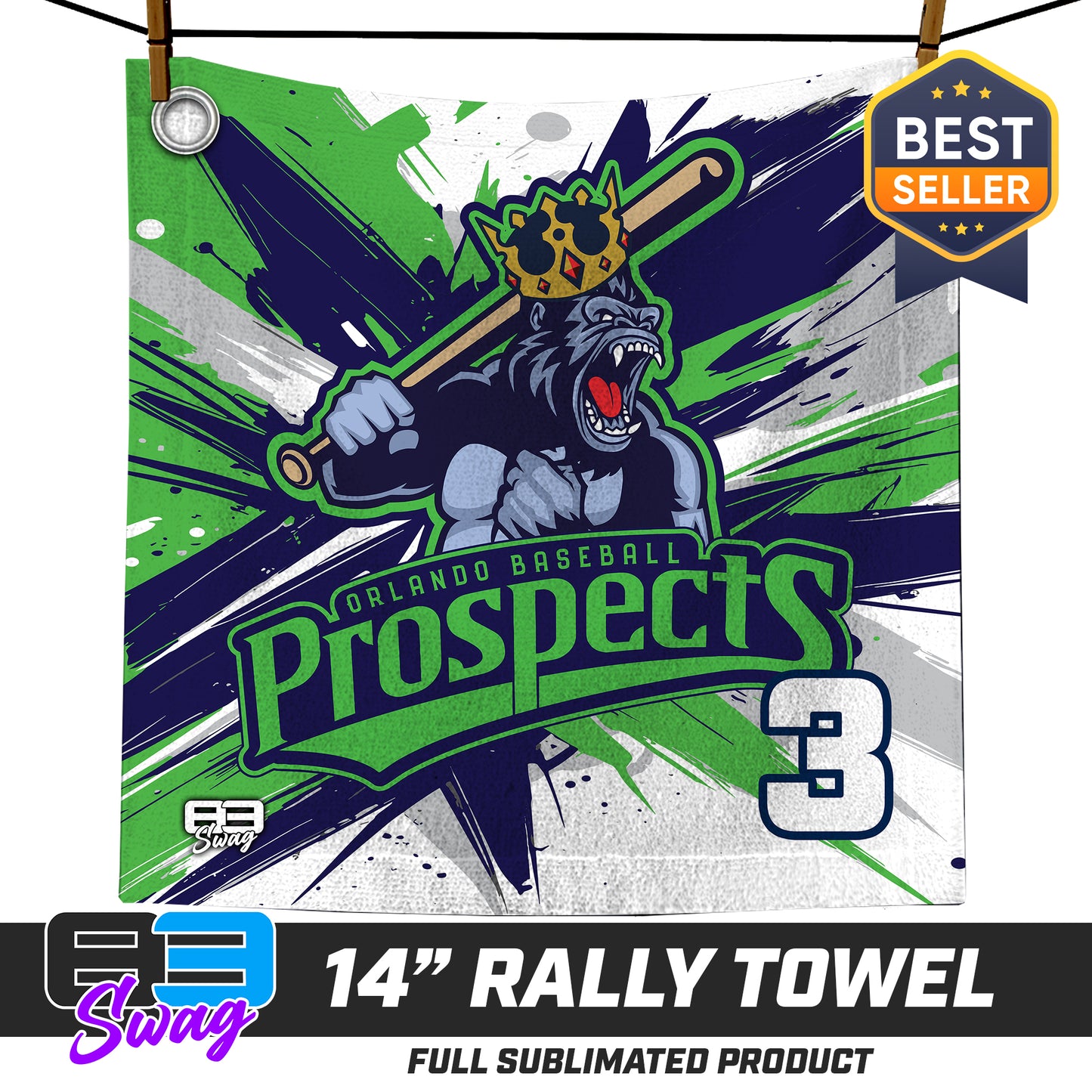 14"x14" Rally Towel - Orlando Baseball Prospects - Gorilla Kings V.2026