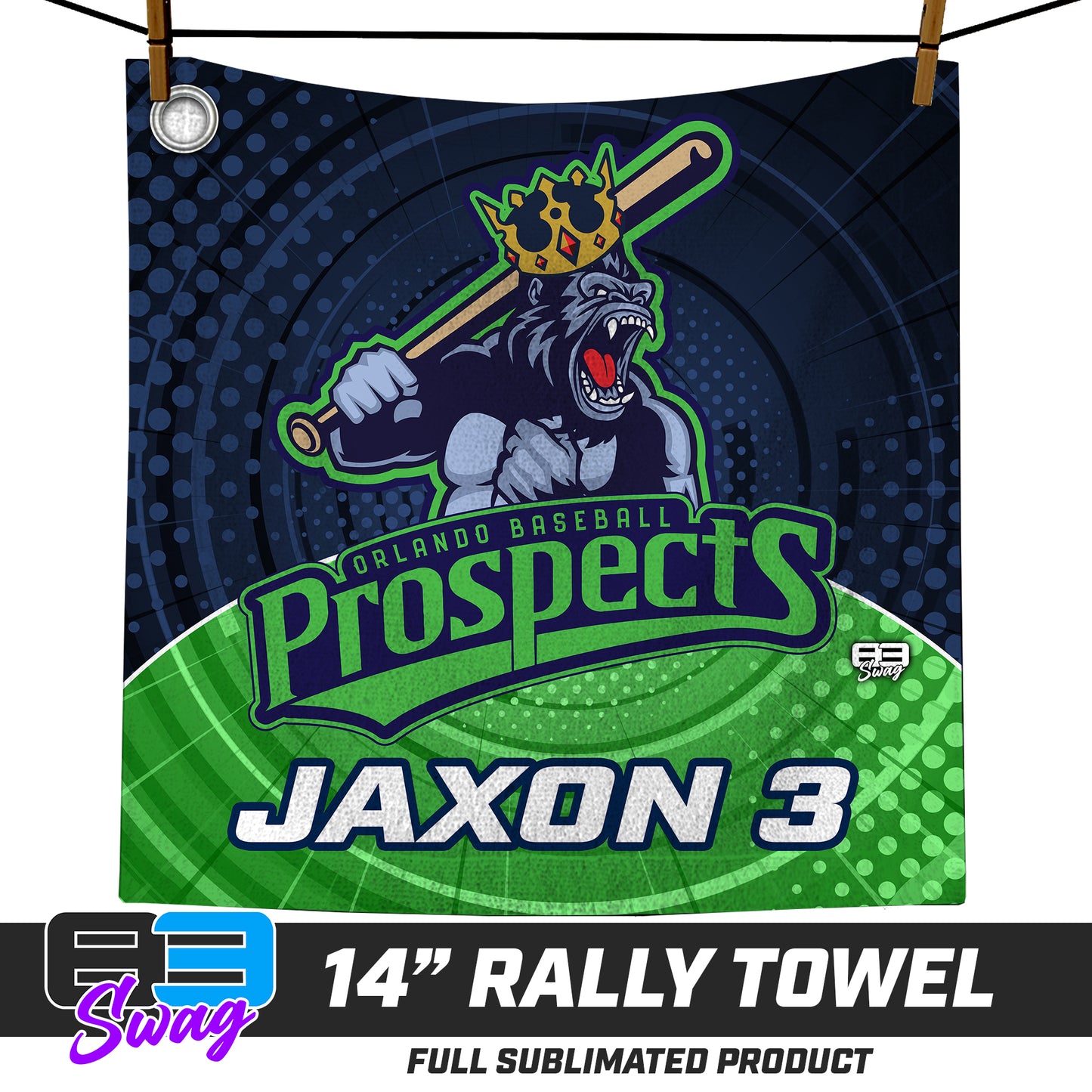 CUSTOM - 14"x14" Rally Towel - Orlando Baseball Prospects - OBP - Gorilla Kings