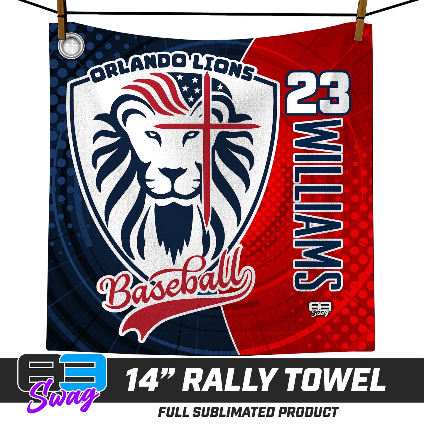 CUSTOM - 14"x14" Rally Towel - Orlando Lions Baseball