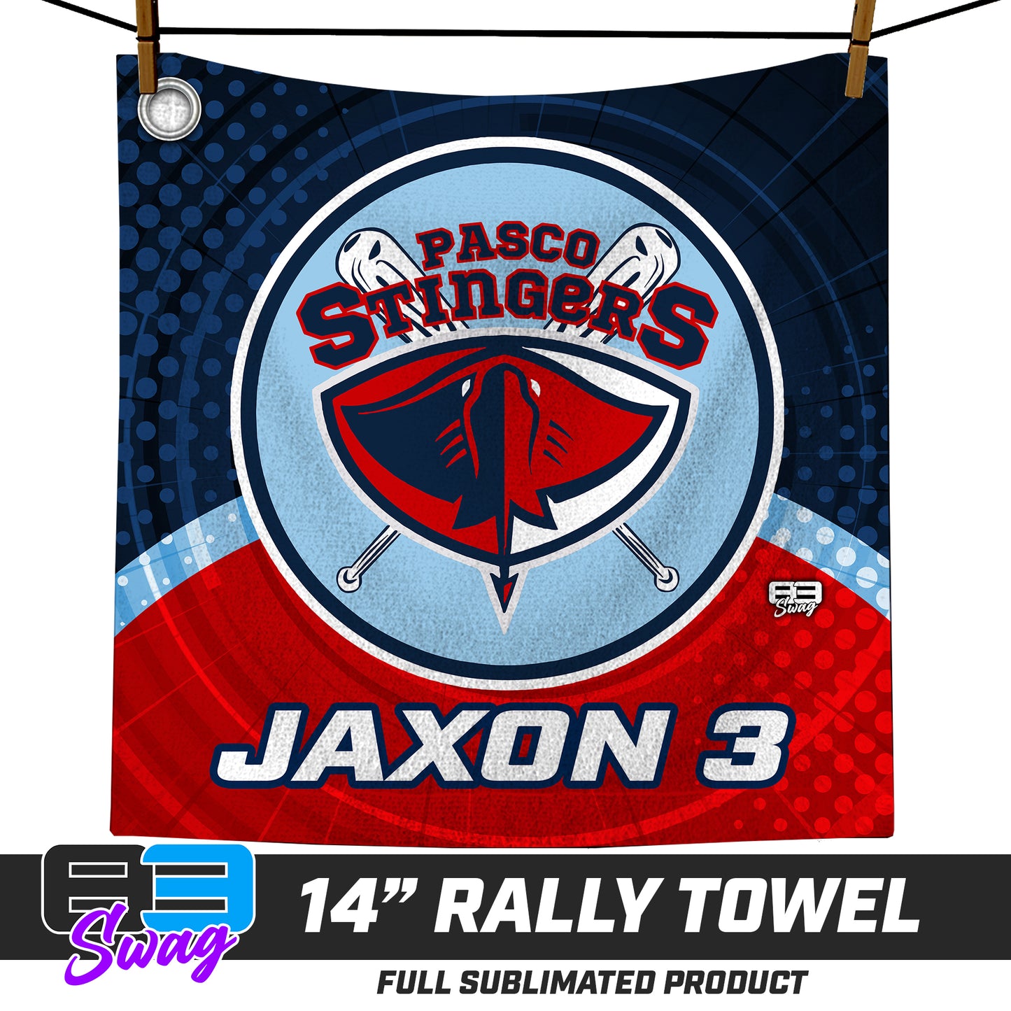 CUSTOM - 14"x14" Rally Towel - Pasco Stingers Baseball