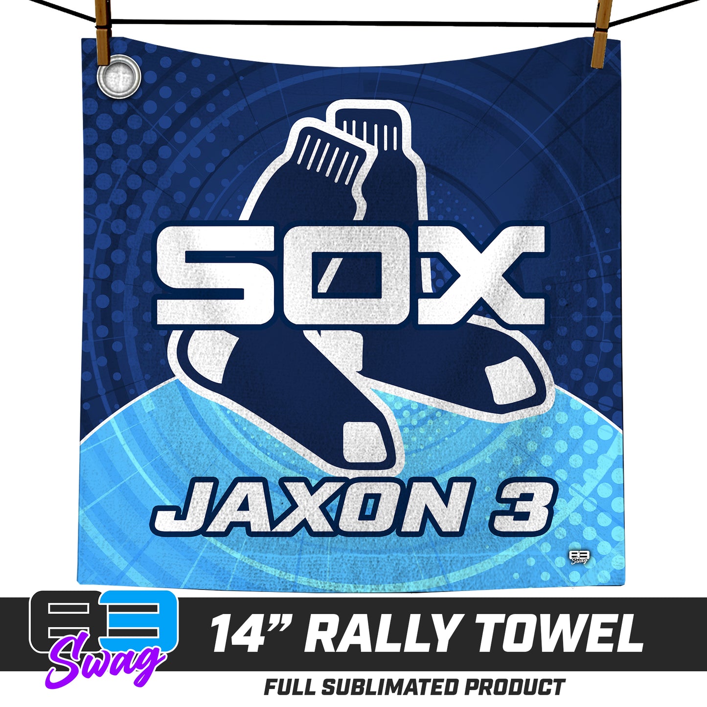 CUSTOM - 14"x14" Rally Towel - Blue Sox Baseball