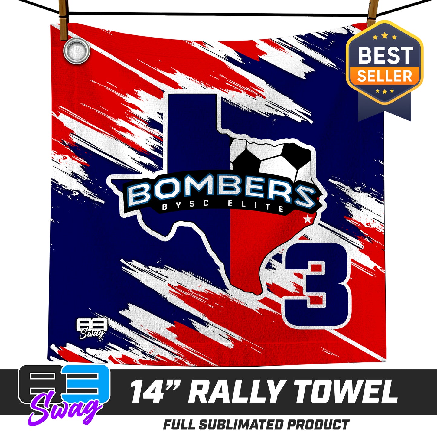 14"x14" Rally Towel - BYSC Bombers Soccer