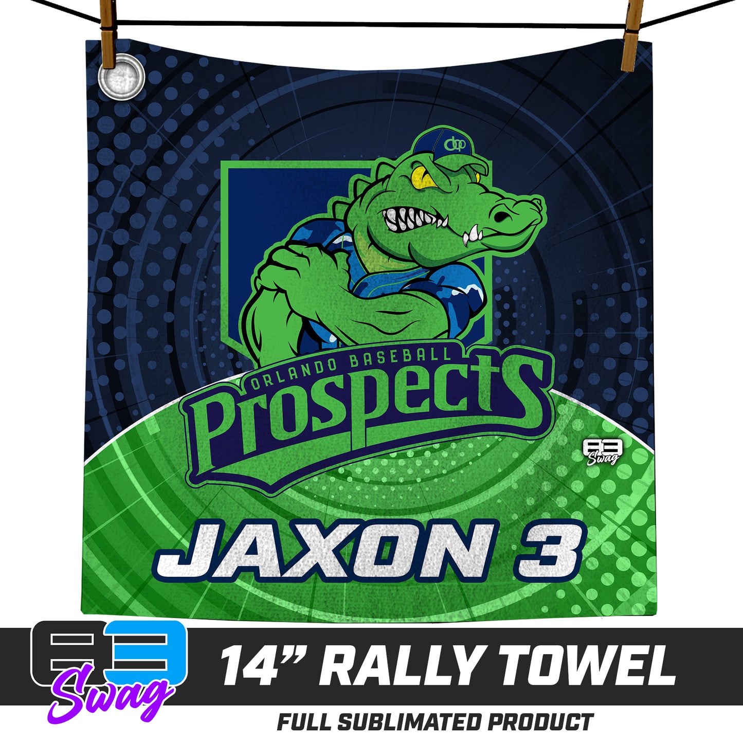 CUSTOM - 14"x14" Rally Towel - Orlando Prospects Baseball - OBP - Swamp Kings