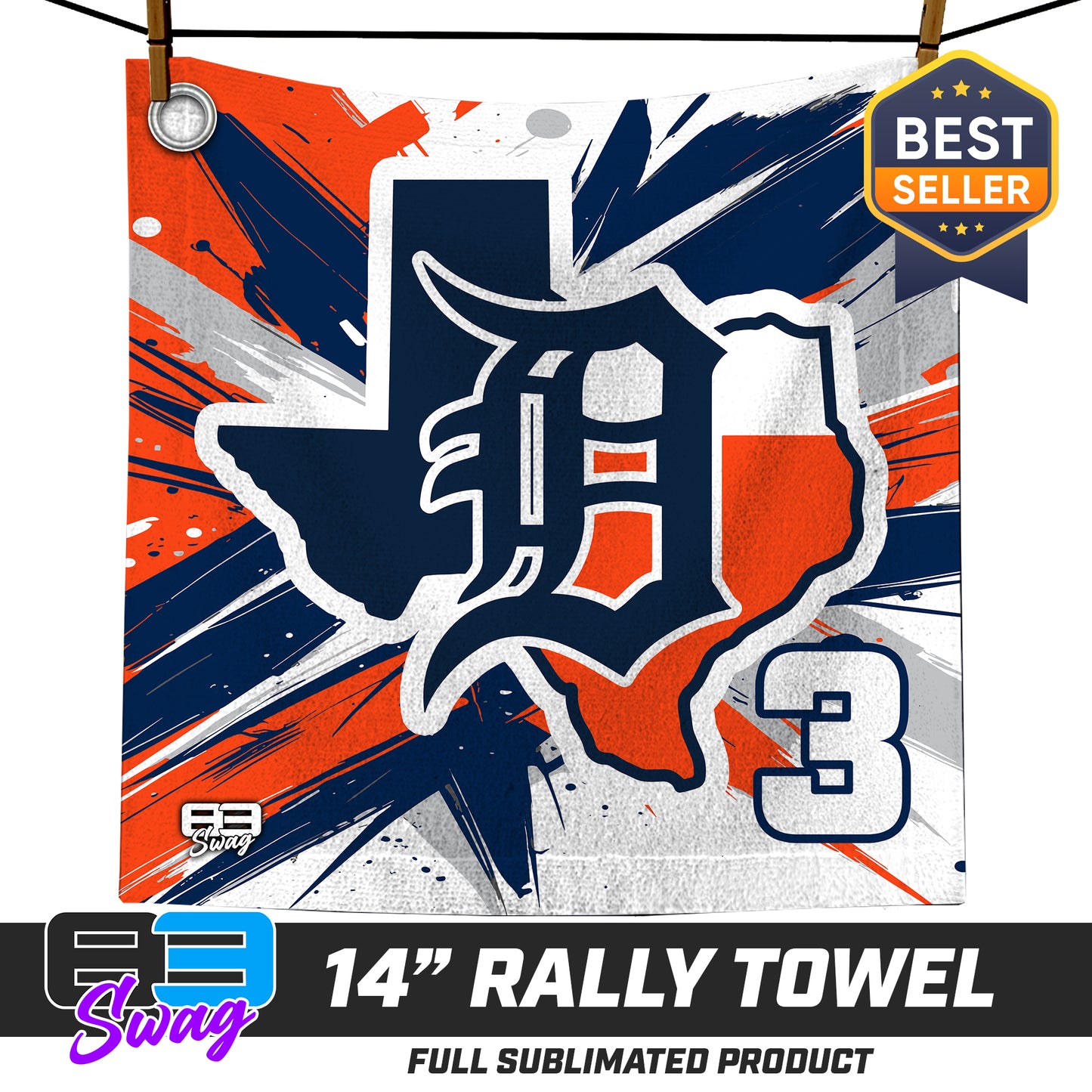 14"x14" Rally Towel - Dallas Tigers Baseball v.26