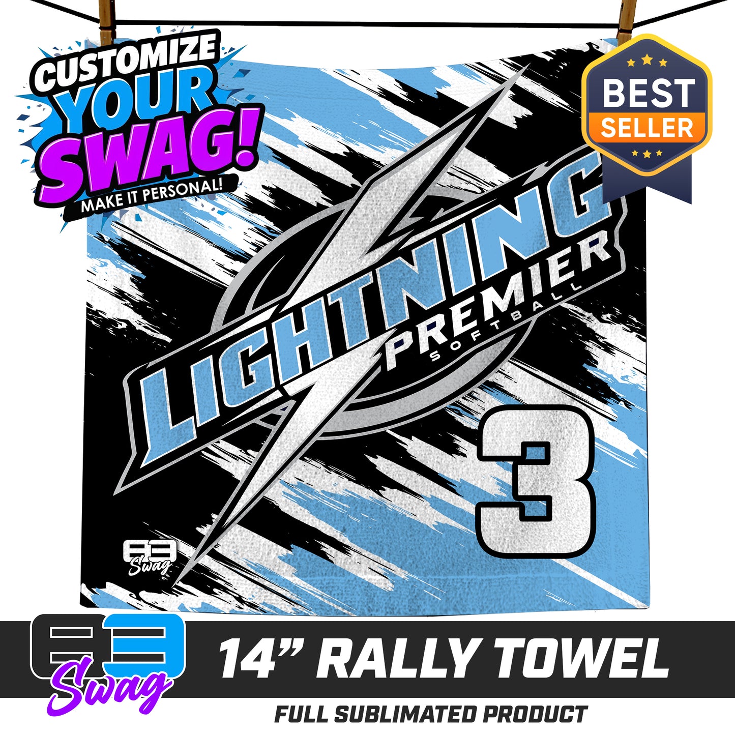 14"x14" Rally Towel - Lightning Premier Softball