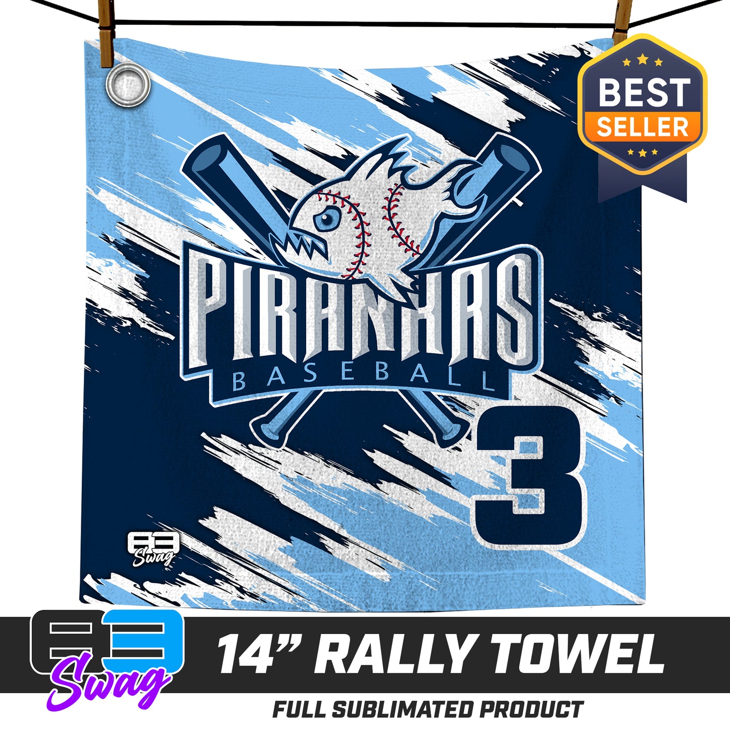 14"x14" Rally Towel - Piranhas Baseball