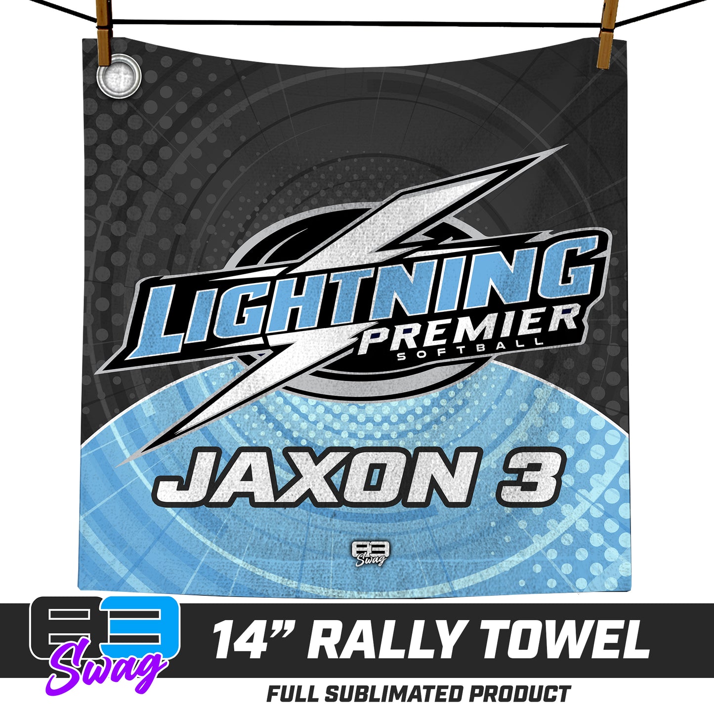 CUSTOM - 14"x14" Rally Towel - Lightning Premier Softball