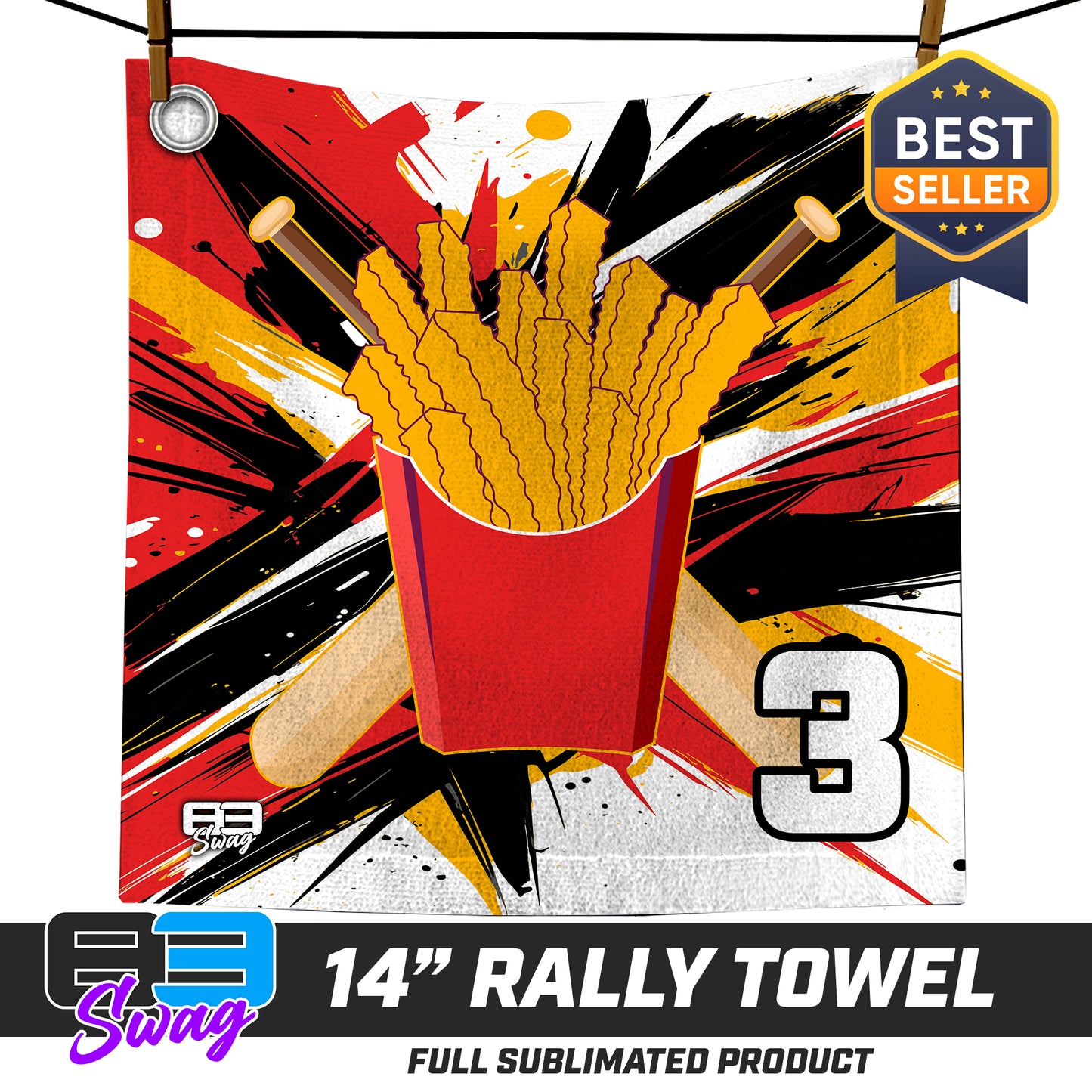 14"x14" Rally Towel - Team Rally Fries Baseball