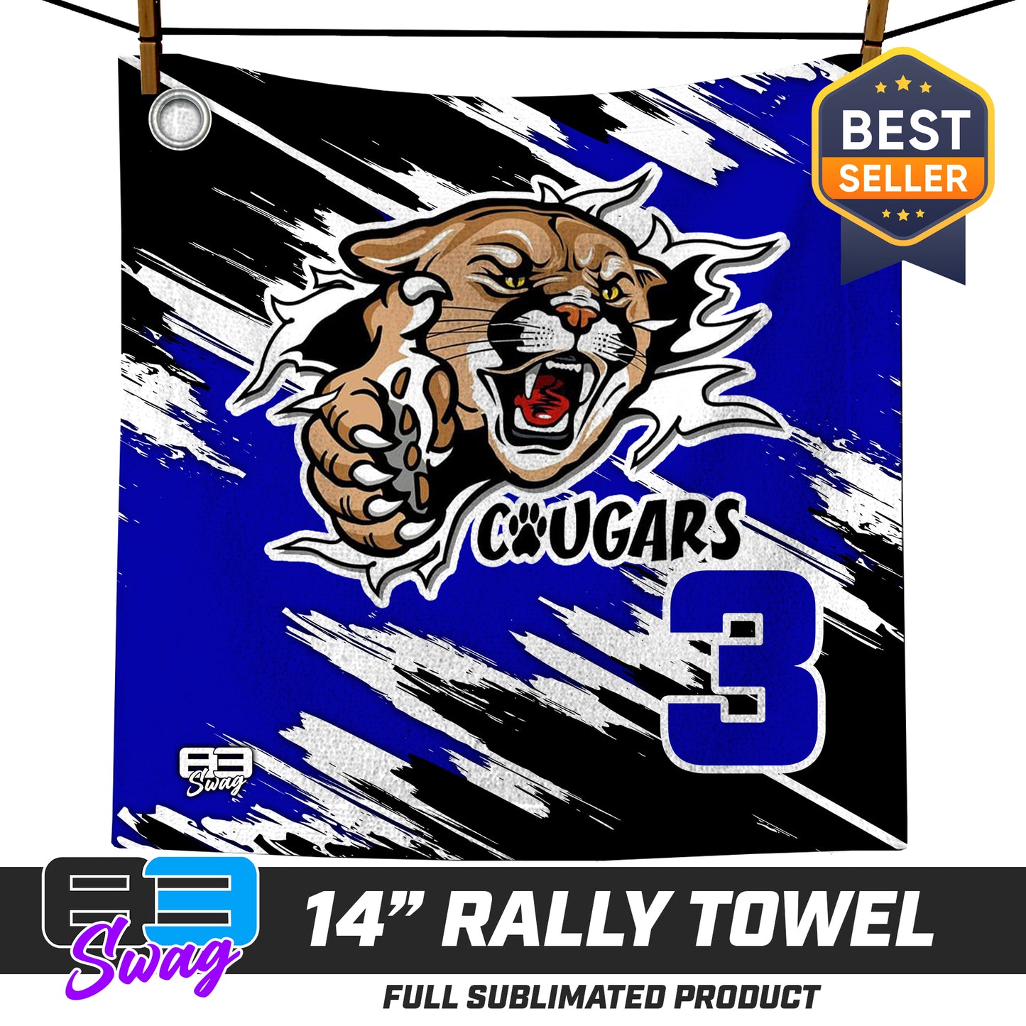 14"x14" Rally Towel - North Caroline Cougars Football