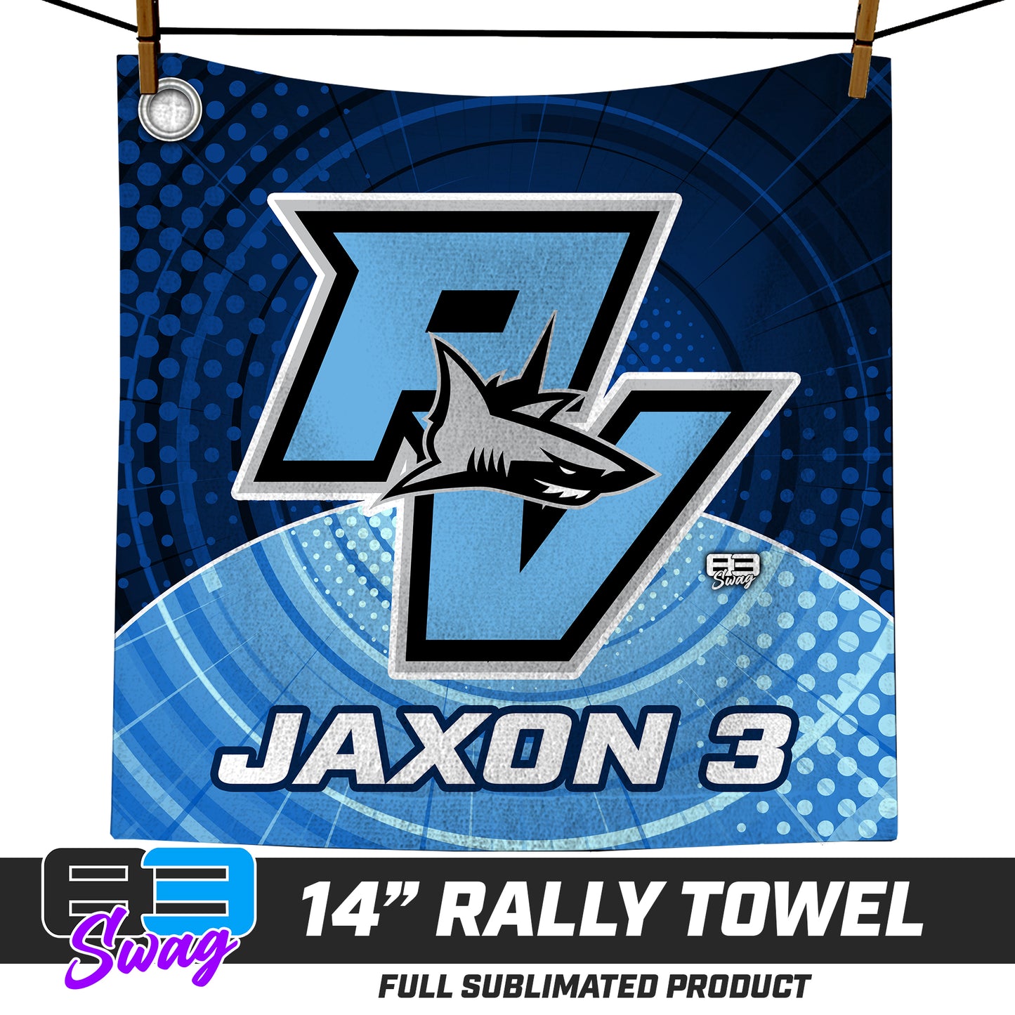 CUSTOM - 14"x14" Rally Towel - PVAA Sharks Baseball