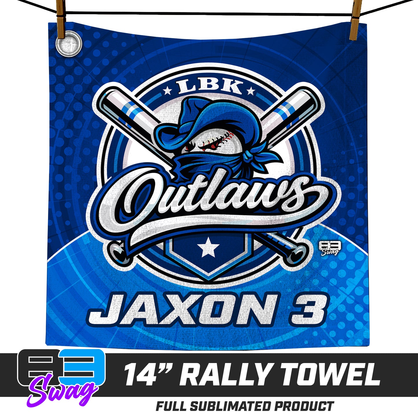 CUSTOM - 14"x14" Rally Towel - LBK Outlaws Baseball