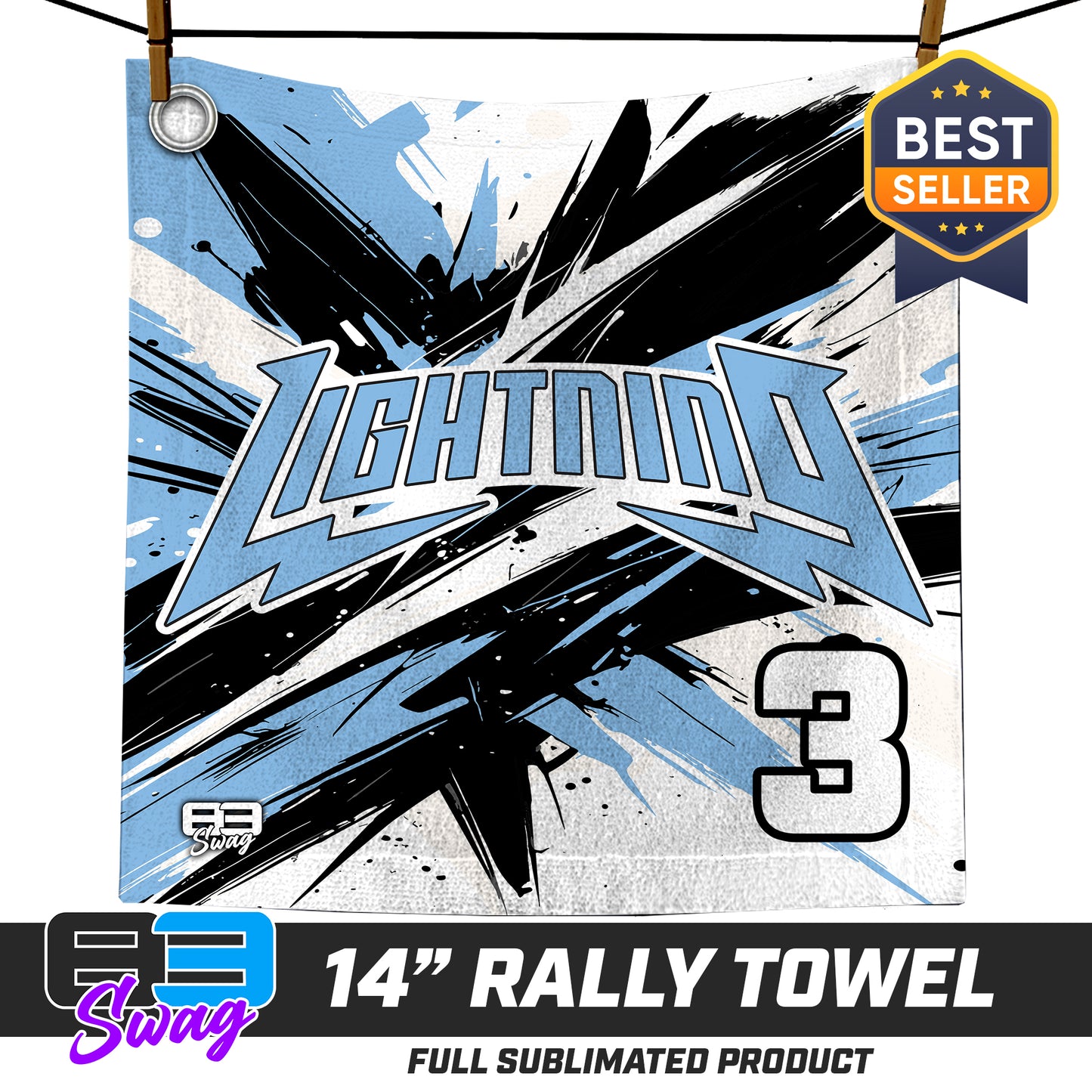 14"x14" Rally Towel - Lightning Baseball