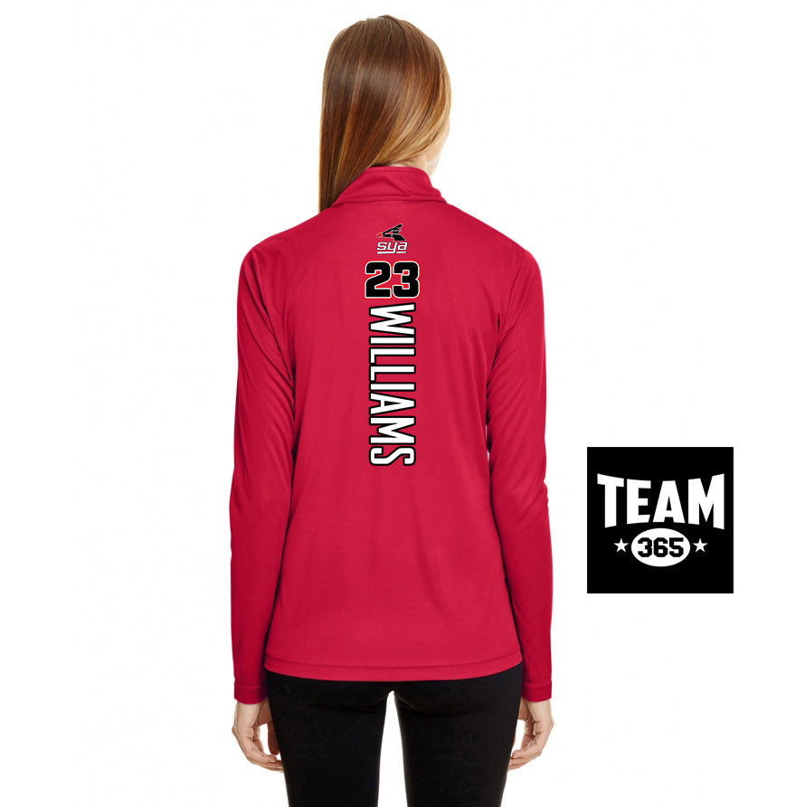 Team 365 TT31W Women's Zone Performance Quarter-Zip - SYA Batter Logo