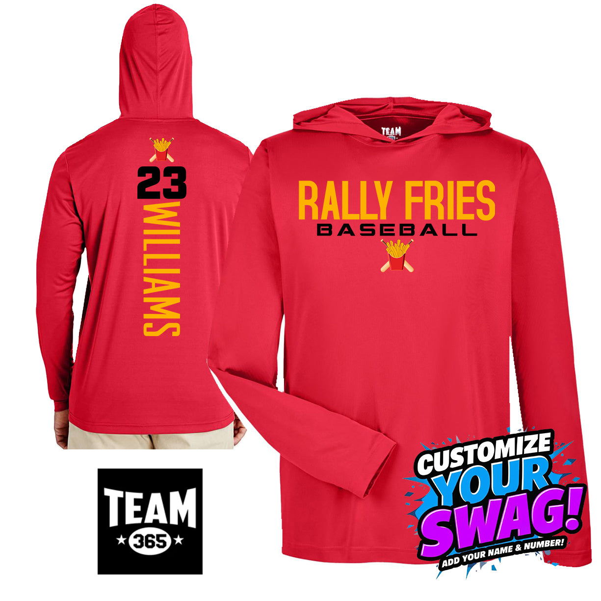 GAME TIME - Team 365 Youth & Men's Zone Performance Hoodie - Team Rally Fries Baseball