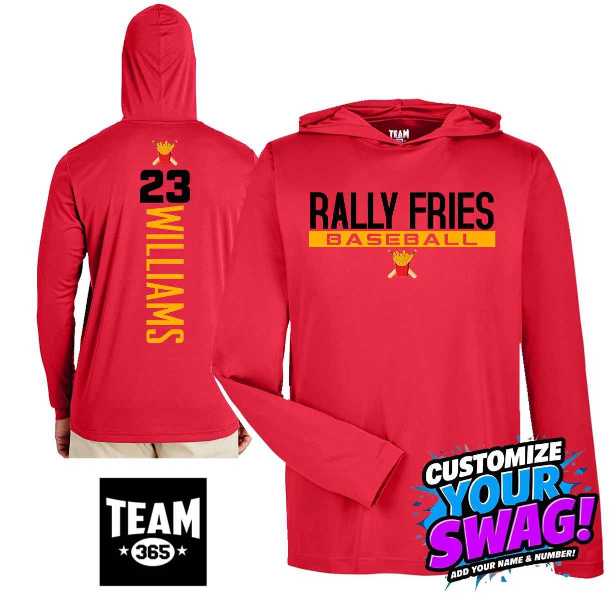 GAME TIME - Team 365 Youth & Men's Zone Performance Hoodie - Team Rally Fries Baseball