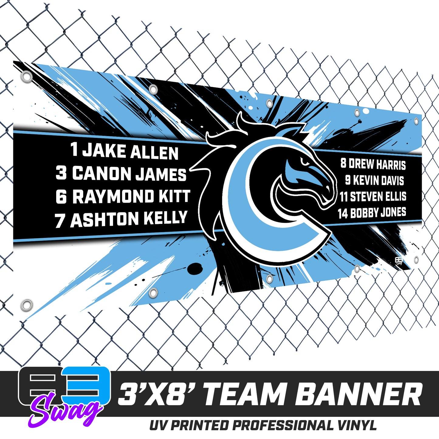 3'x8' Team Vinyl Banner with Roster - Colts Baseball