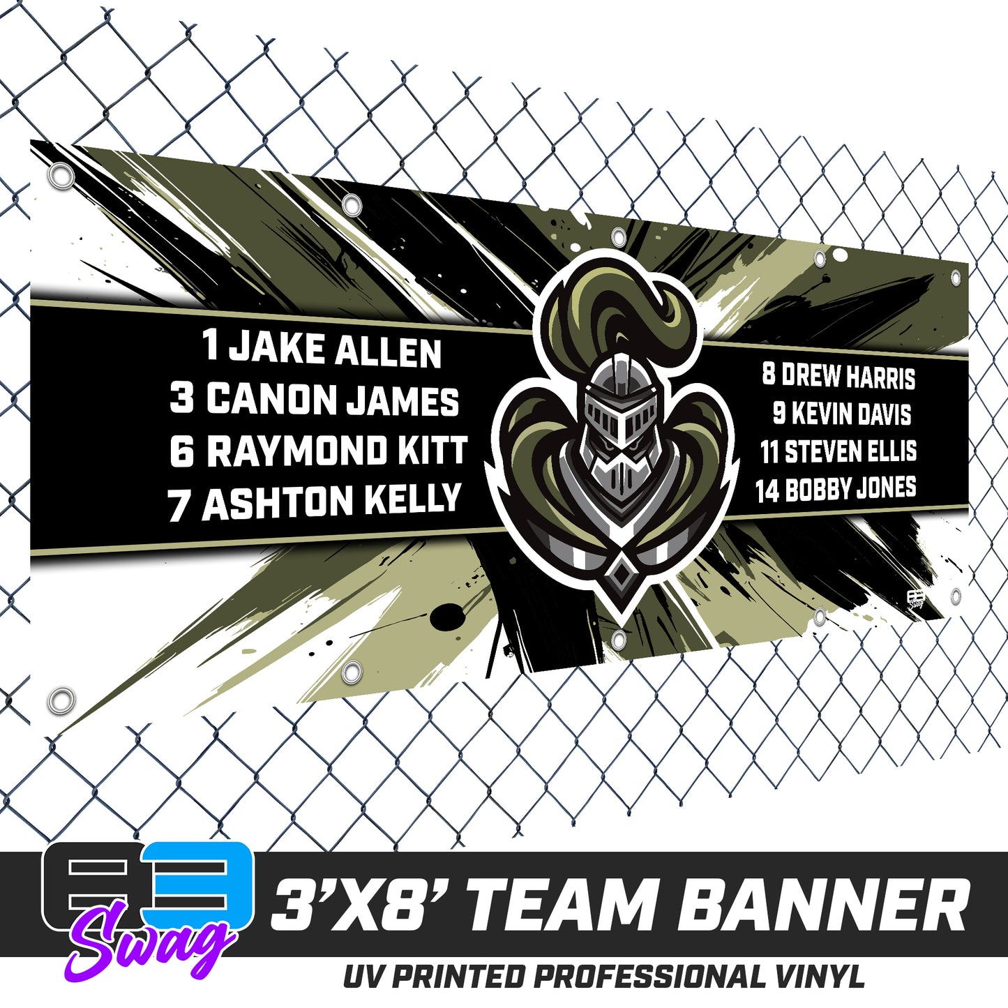 3'x8' Team Vinyl Banner with Roster - Crusaders Baseball