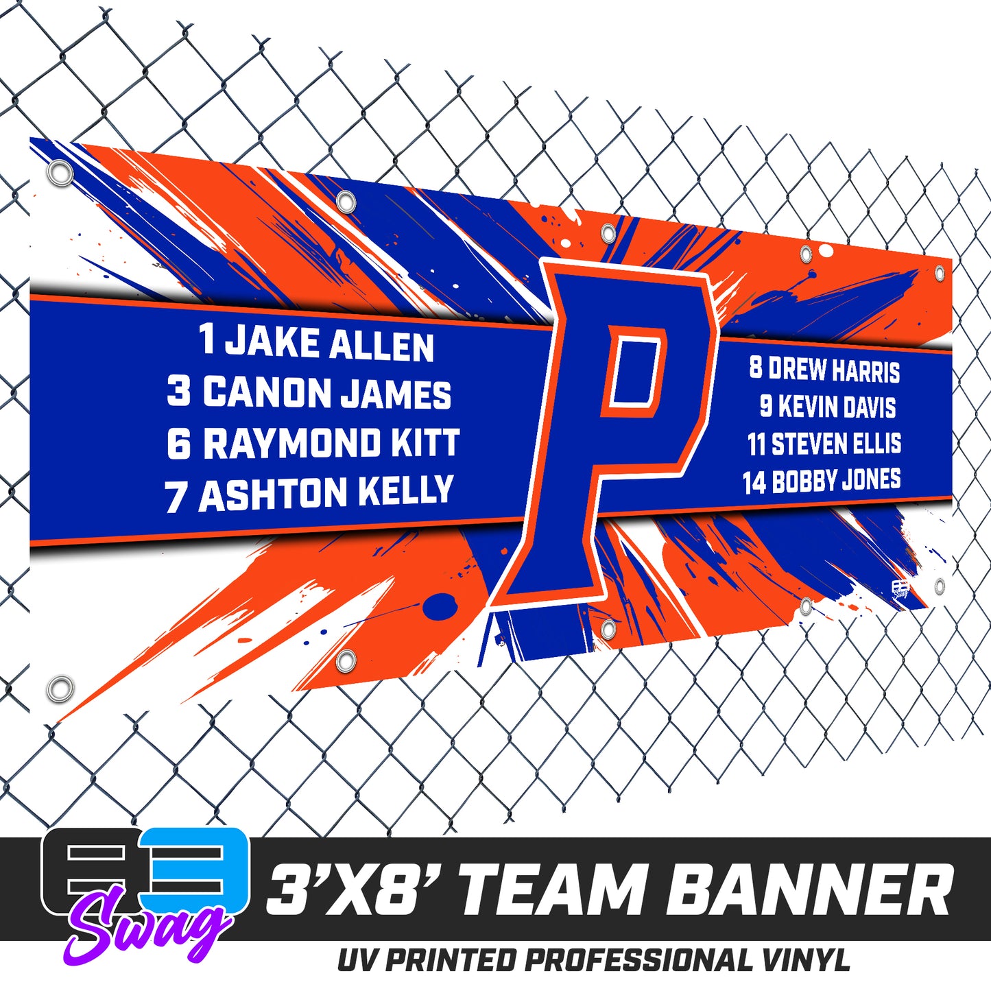 3'x8' Team Vinyl Banner with Roster - Palatka TailGators Baseball v.26