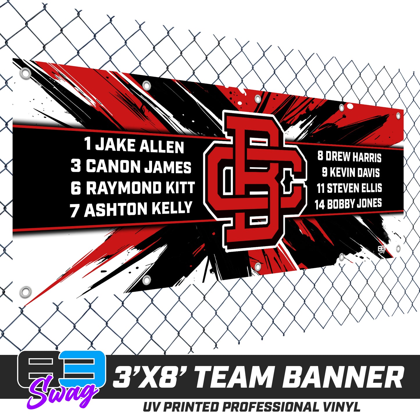 3'x8' Team Vinyl Banner with Roster - CBC Baseball