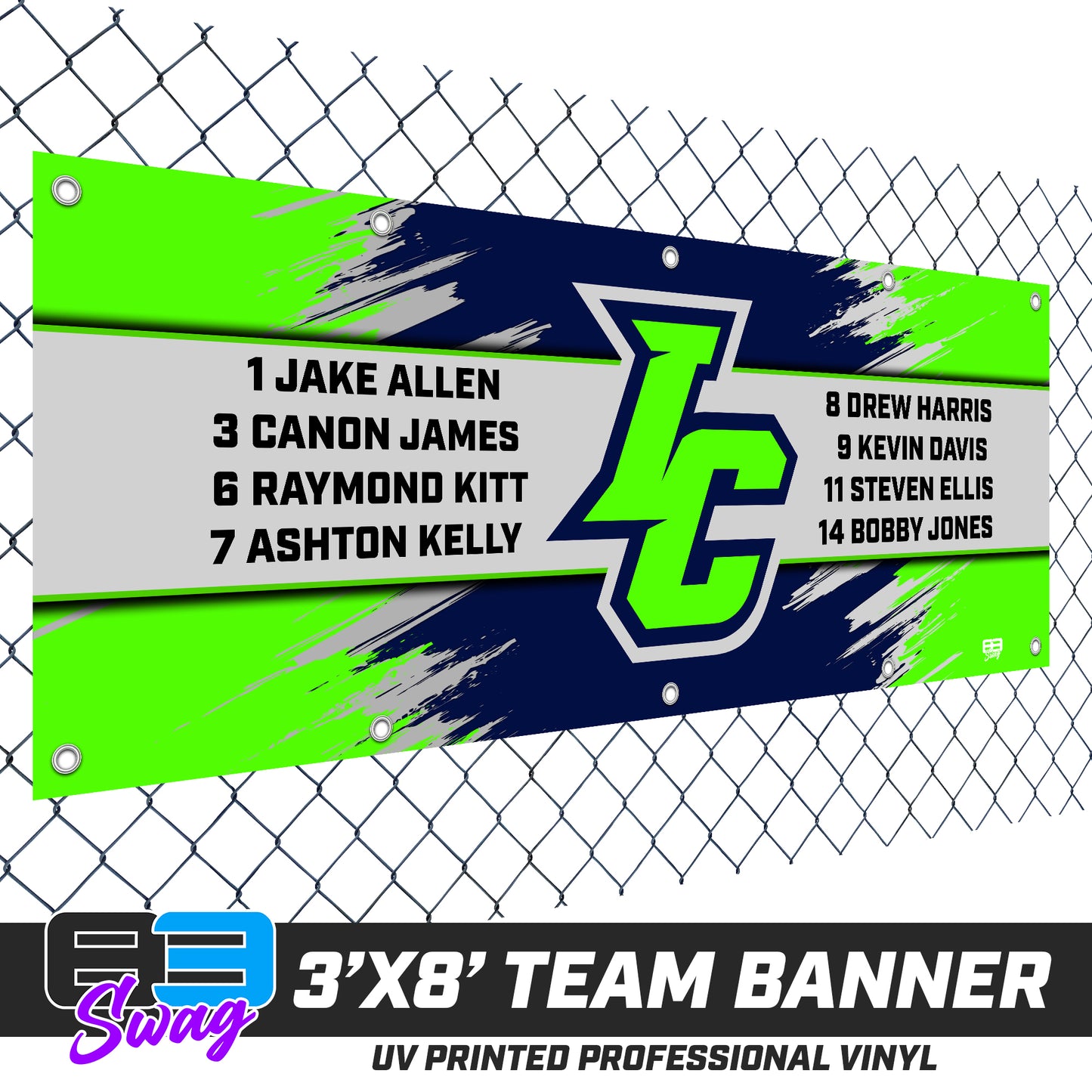3'x8' Team Vinyl Banner with Roster - Indy Clutch Baseball