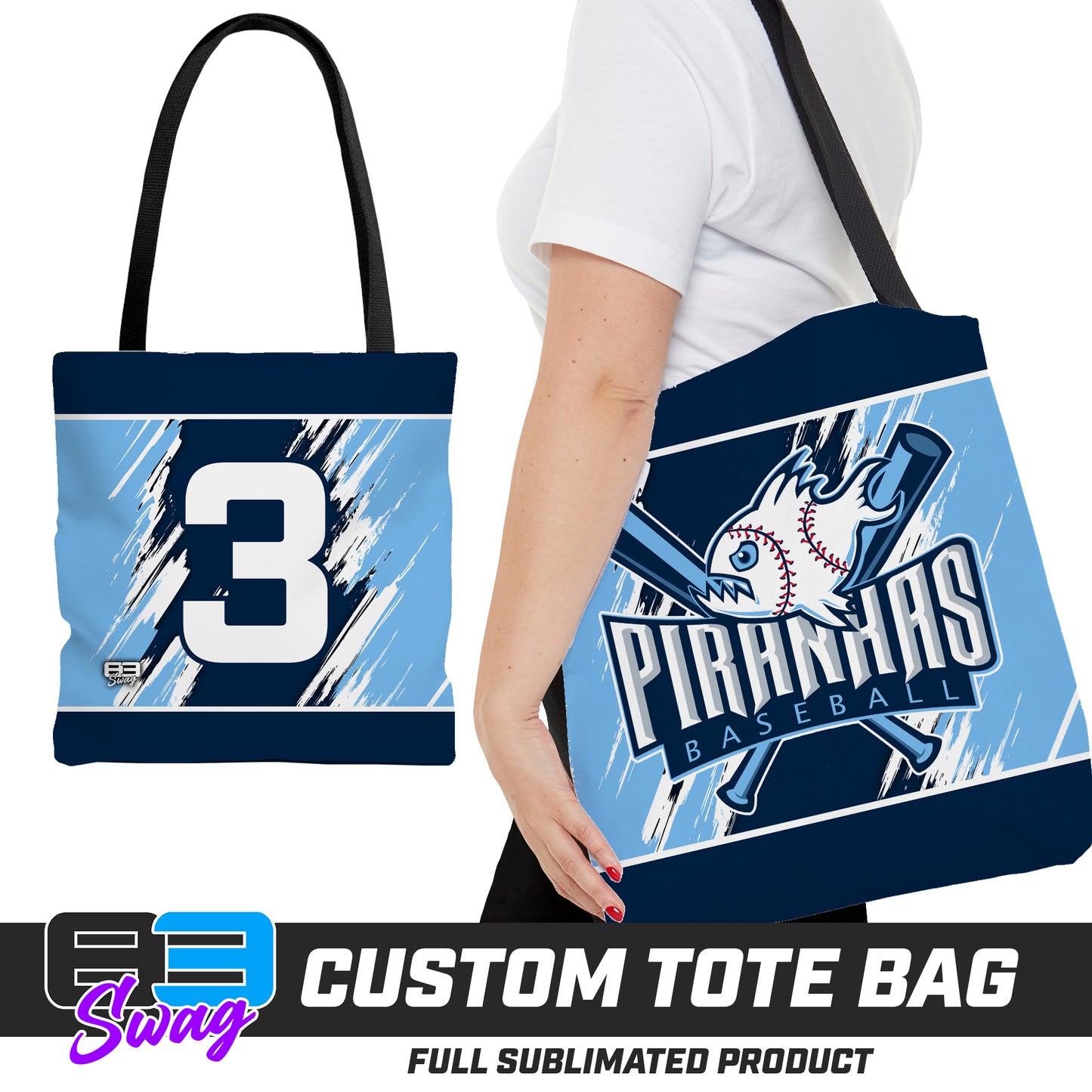 Large Tote Bag - Piranhas Baseball