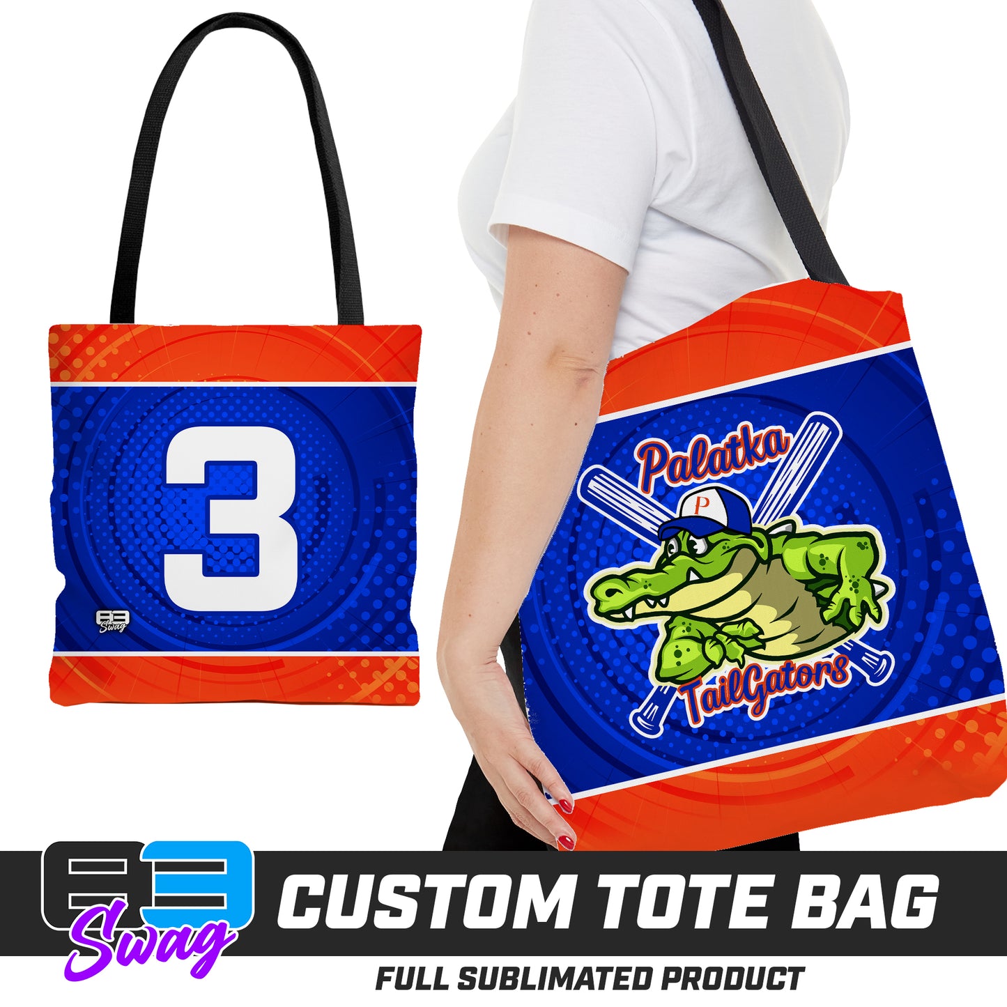 CUSTOM - Large Tote Bag - Palatka TailGators Baseball