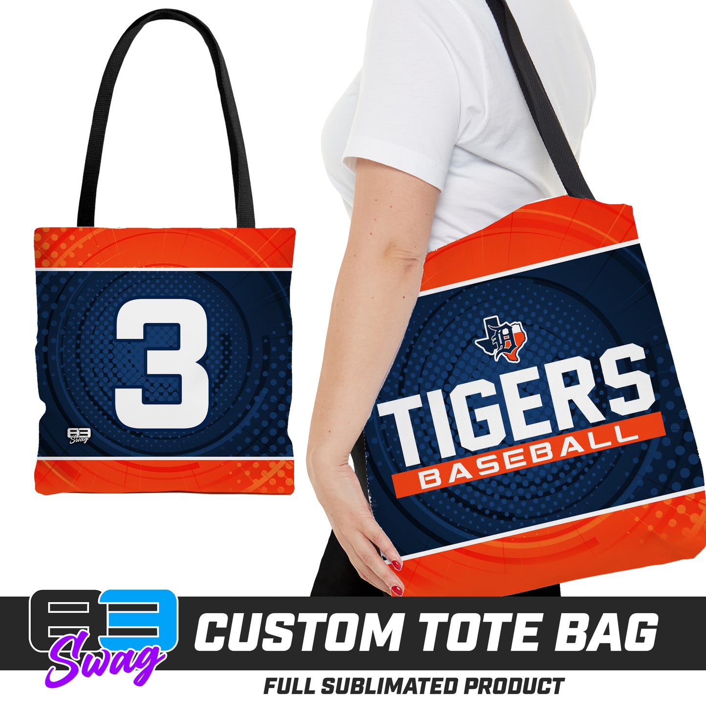 CUSTOM - Large Tote Bag - Dallas Tigers Baseball
