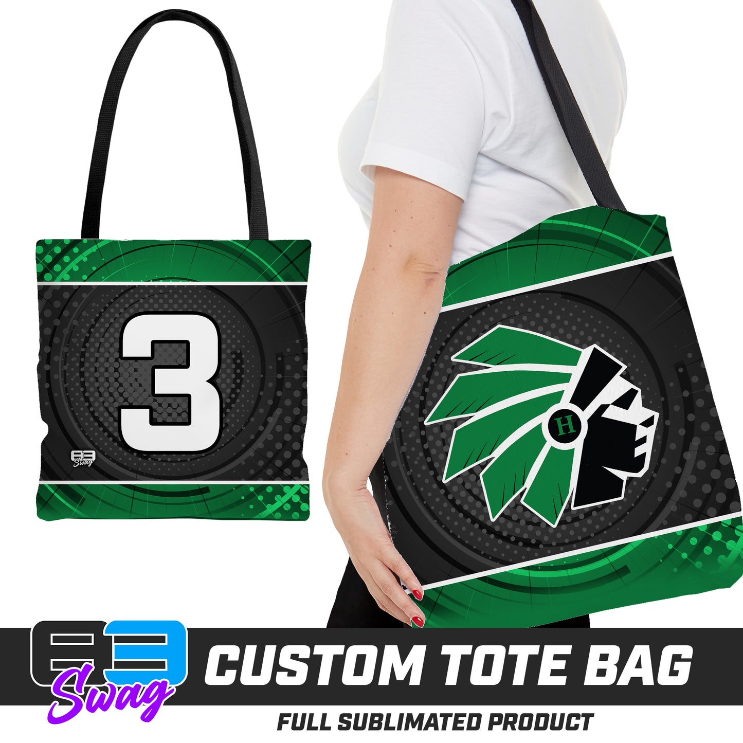 CUSTOM - Large Tote Bag - Hopatcong Warriors