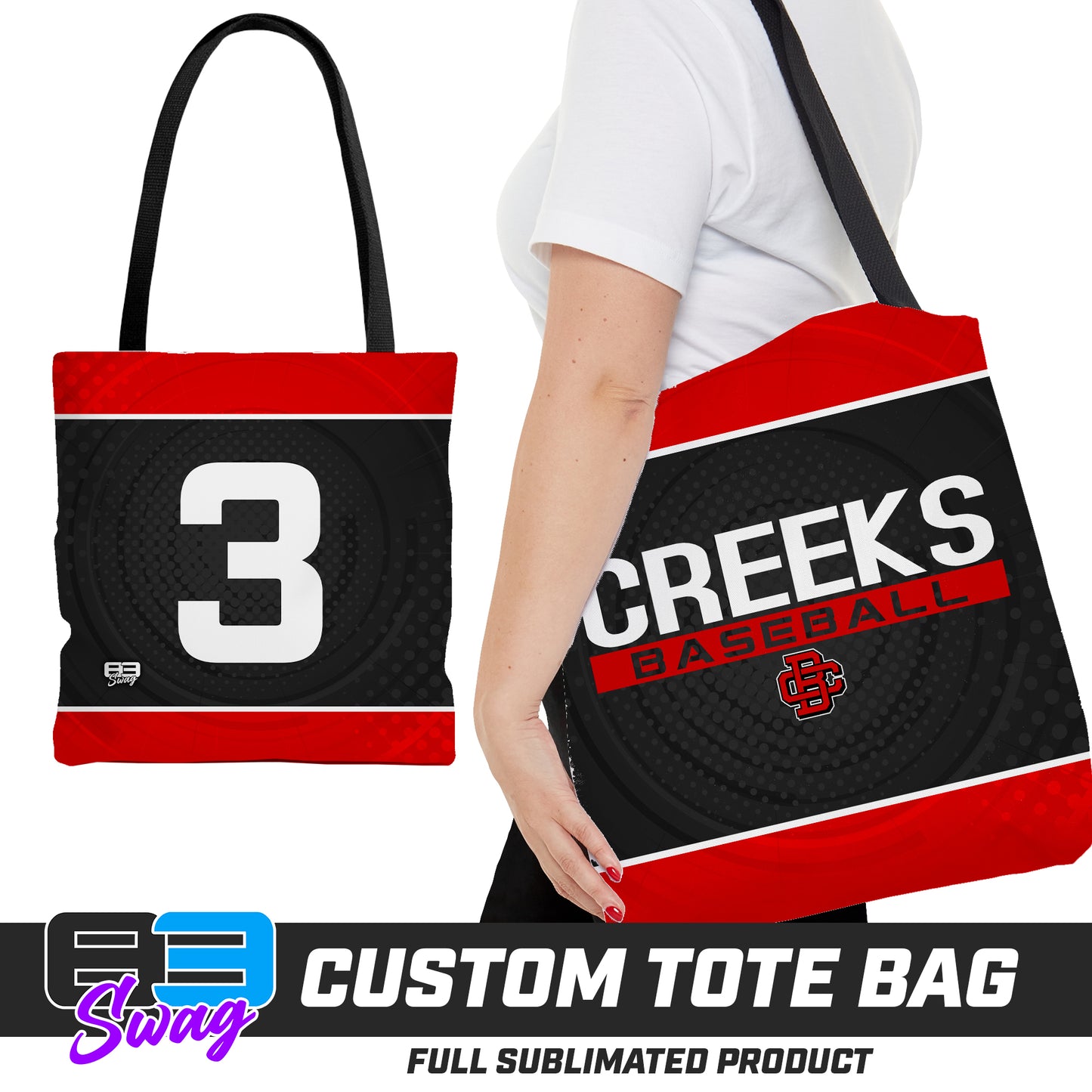 CUSTOM - Large Tote Bag - Creeks Baseball Club - CBC