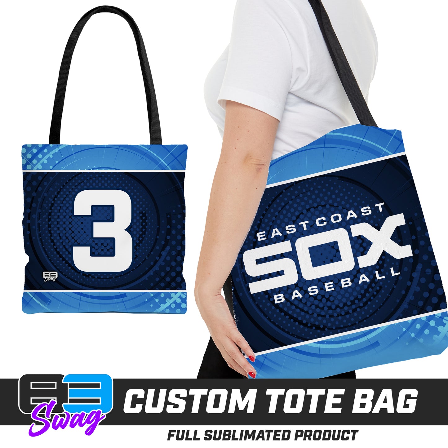 CUSTOM - Large Tote Bag - East Coast Sox Baseball