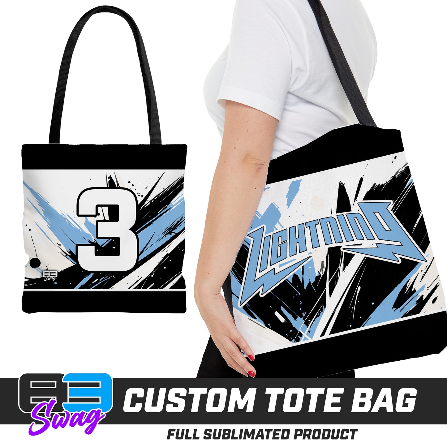 Large Tote Bag - Lightning Baseball