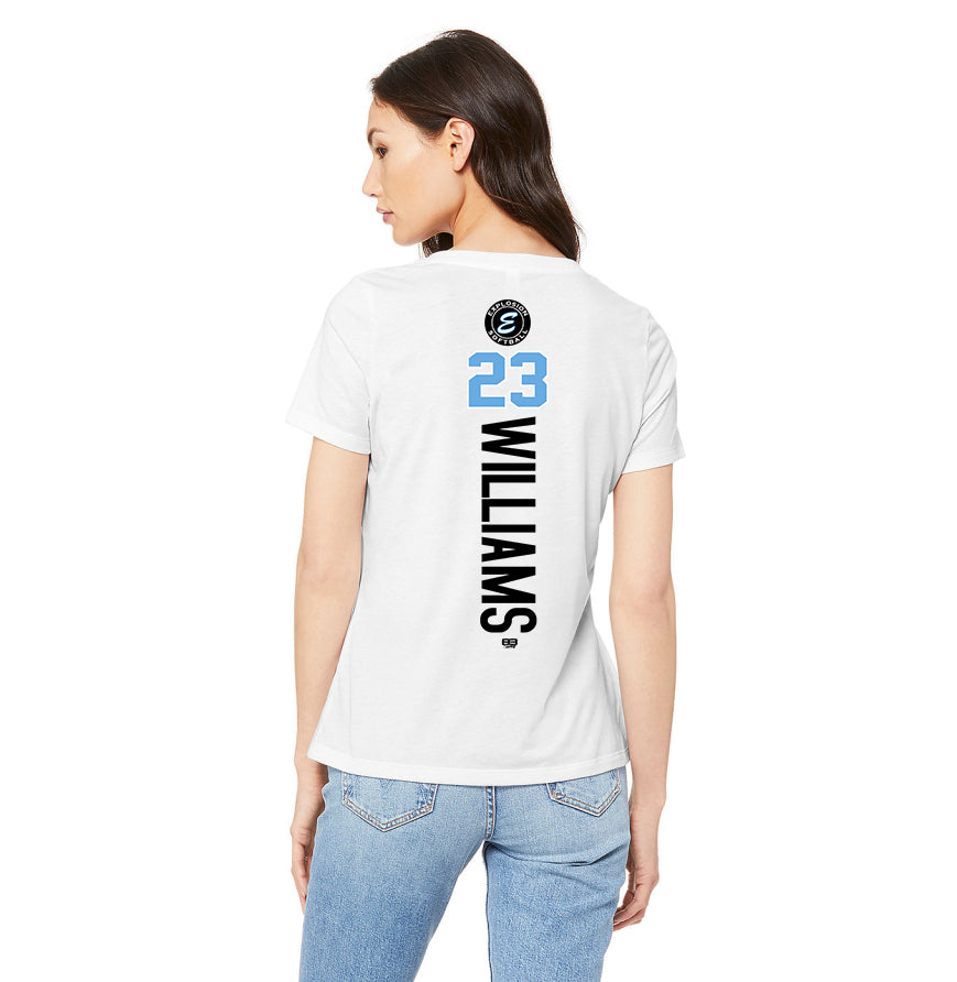 Bella + Canvas 6415 Ladies' Relaxed Triblend V-Neck T-Shirt - Explosion Softball