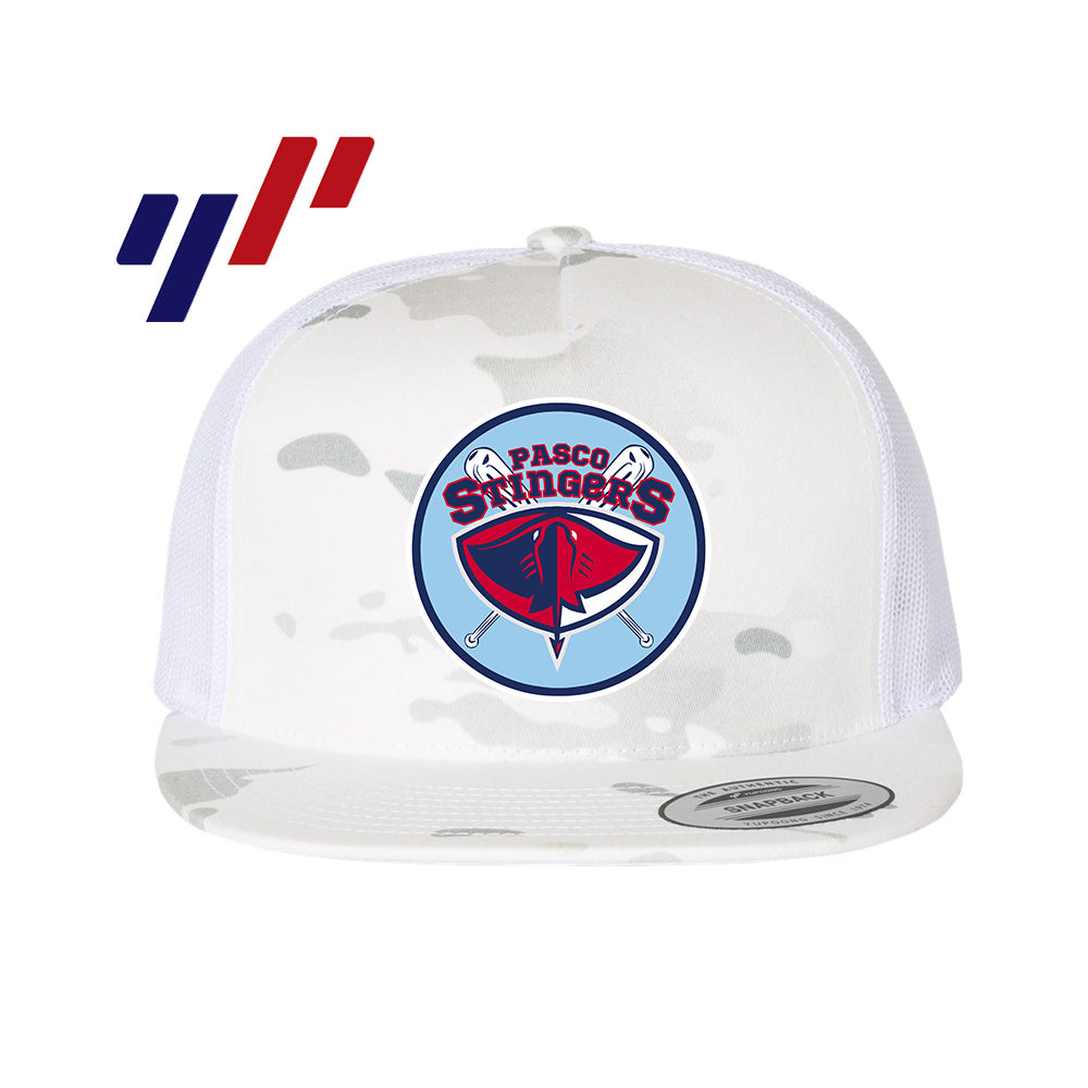Yupoong 6006 Adult 5-Panel Classic Trucker Hat - DTF PRINTED - Pasco Stingers Baseball