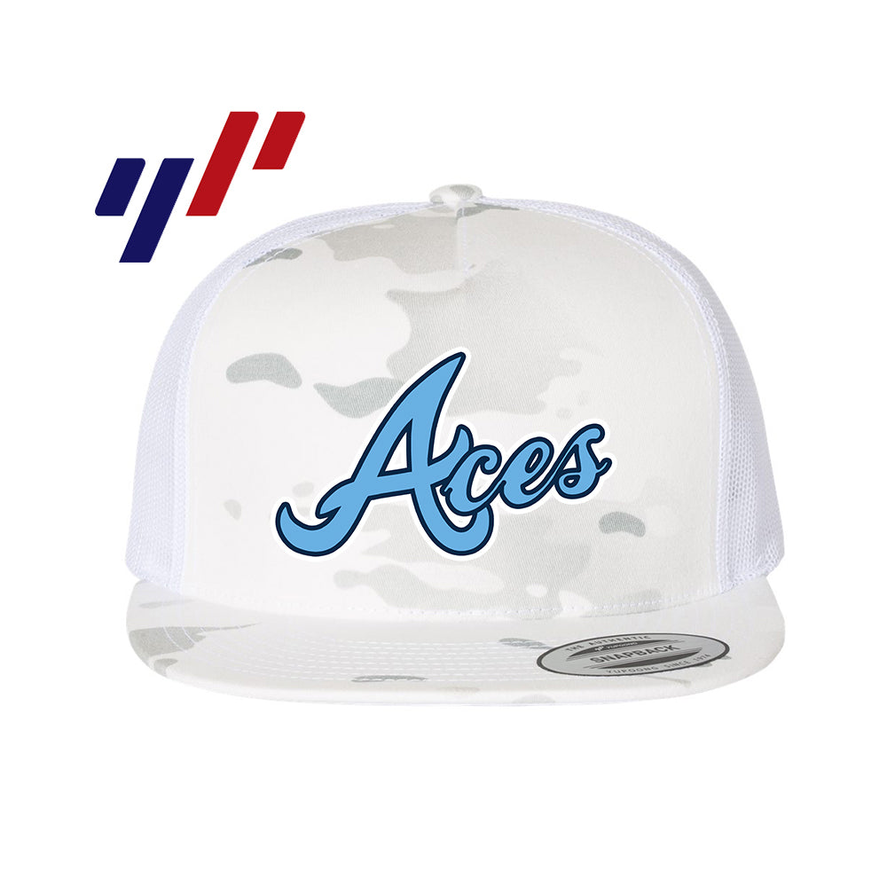 Yupoong 6006 Adult 5-Panel Classic Trucker Hat - DTF PRINTED - Aces Baseball