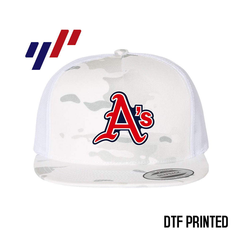 Yupoong 6006 Adult 5-Panel Classic Trucker Hat - DTF PRINTED - Little Rock A's Baseball