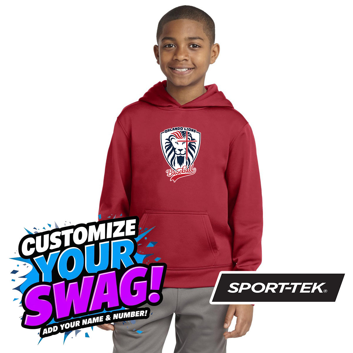 Sport-Tek Youth Sport-Wick Fleece Hooded Pullover YST244 - Orlando Lions Baseball